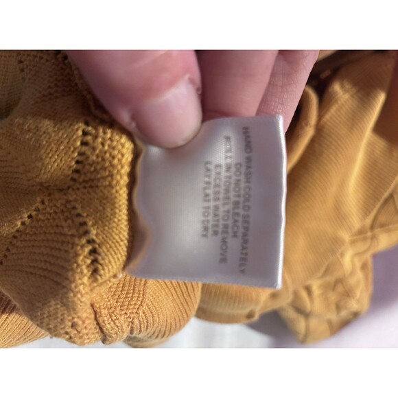 ModCloth Mustard Yellow Textured Knit Cardigan Sweater Women’s L - Picture 9 of 11